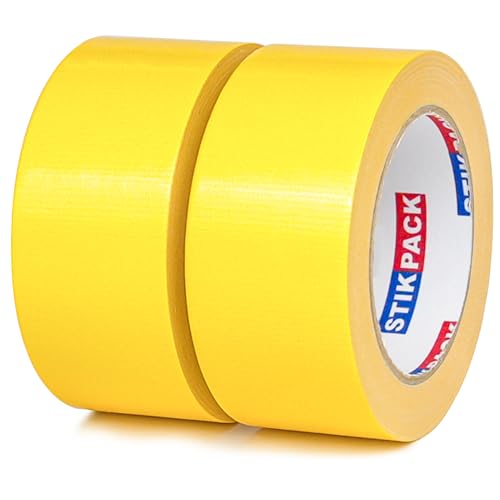 2 Rolls Yellow Duct Tape, Heavy Duty Strong Industrial Colored Duct Tape 9mil x 2inch x 25yds Flexible, No Residue, Waterproof and Tear by Hand, Multi-Use for Indoor & Outdoor Repairs - color: Yellow