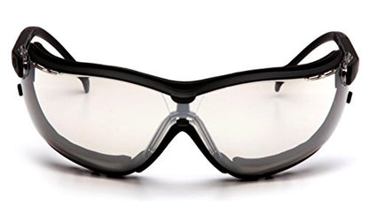 Pyramex V2G Safety Glasses, Black Frame/Amber Anti-Fog Lens - color: Black Frame/Indoor-outdoor Mirror Anti-fog Lens