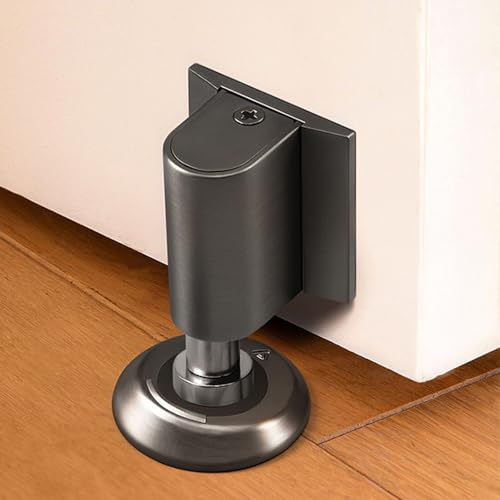 2026 New Door Wedge Stopper, Upgraded Magnetic Doors Stoppers for Bottom of Door, No Drill Invisible Doorstops for Inside Door, Heavy Duty Invisible Door Stop for Both Wall Floor Mounting(1 Pcs Black) - color: Black