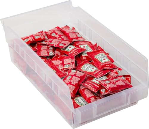 Akro-Mils 30130 Plastic Shelf Bins, Heavy Duty Storage Bins for Garage, Closet, and Drawer Organization, 12" x 6-1/2" x 4", Clear, 12-Pack - color: Clear