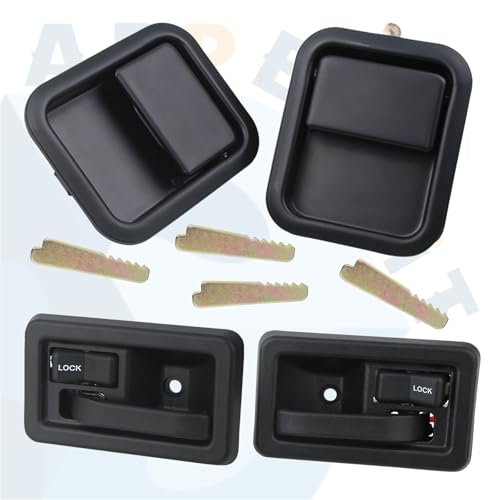 APPERFiT Exterior & Interior Door Handles w/Keepers Compatible with Jeep Wrangler TJ 2003-2006 with Full Doors Replaces 55176382AE 55176383AE 55176477AC 55176476AC - style: 2003-2006 Exterior & Interior Door Handle
