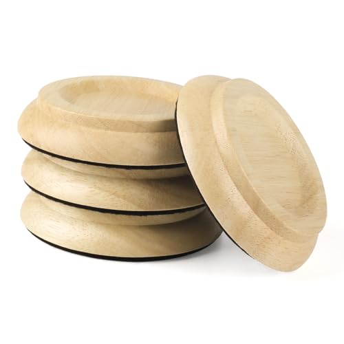 Upright Piano Caster Cups,Premium Quality Hardwood Piano Caster Pads Furniture Leg Pad Set of 4,with Non-Slip Moisture-Proof& Anti-Noise Felt Pads for Hardwood Floor Protectors (Natural Wood) - color: Natural Wood