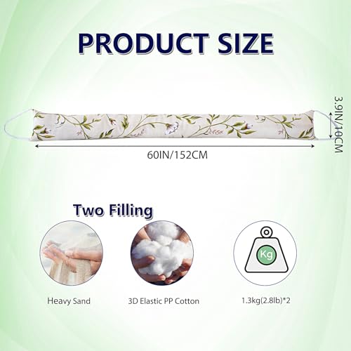 2 Pack 60 Inch 4 Inch Wide Under Door Blocker Door Draft Stopper - size: 60in