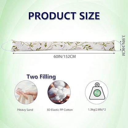 2 Pack 60 Inch 4 Inch Wide Under Door Blocker Door Draft Stopper - size: 60in