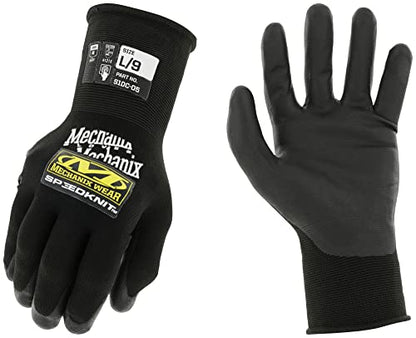 Mechanix Wear SpeedKnit S1DC05 Coated-Knit Work Gloves - Durable Cut & Abrasion Resistant Safety Gloves - Touchscreen Compatible - Machine Washable - Large - Black - size: Large