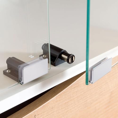 4 Pack Glass Clip Silver Strikes Plate Magnetic Rectangular Touch Clamps Glass Cabinet Latch Replacement Parts for Cabinet, Glass Door, Wardrobe - color: Silver