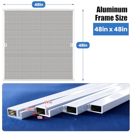 Toocust Window Screens Frame Kit 48 Square, Heavy-Duty Aluminum Window Screen, High-Visibility Durable Mesh, Easy Repair/Reinstall for Windows & Patio Doors, Multi-Size Options - size: 48*48 1pack