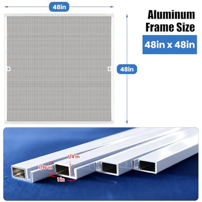 Toocust Window Screens Frame Kit 48 Square, Heavy-Duty Aluminum Window Screen, High-Visibility Durable Mesh, Easy Repair/Reinstall for Windows & Patio Doors, Multi-Size Options - size: 48*48 1pack