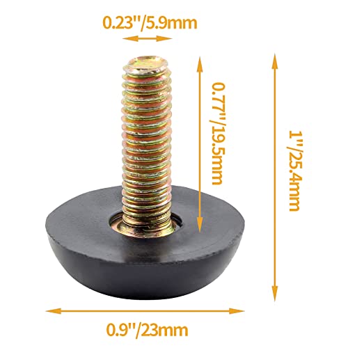 M6 Furniture Levelers Table Leg Levelers, 8 Pcs Levelling Foot Screw on Furniture Glides Foot Adjuster Mini Adjustable Feet for Legs Patio Feet - Black - size: M6