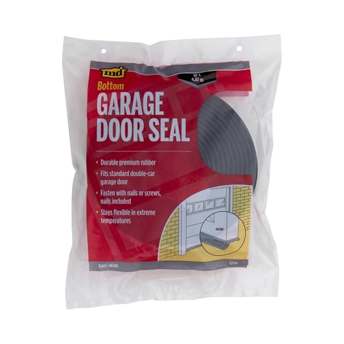 M-D Building Products 03749 16 ft. Black Rubber Garage Door Bottom Seal - size: 16 Ft.
