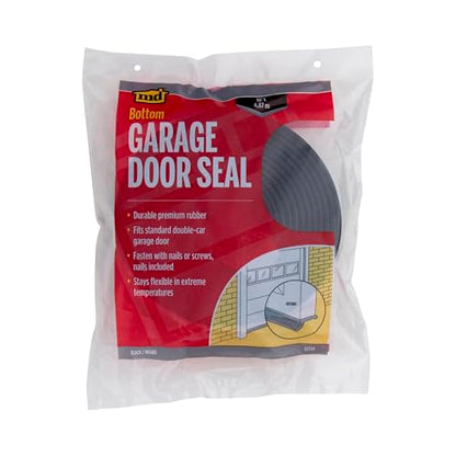 M-D Building Products 03749 16 ft. Black Rubber Garage Door Bottom Seal - size: 16 Ft.