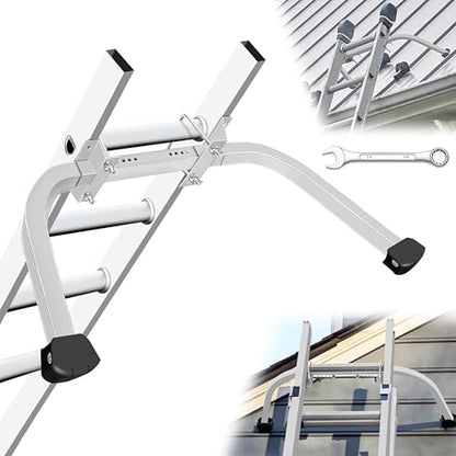 Aluminum Ladder Stabilizer Accessory for Roof Gutters with Wrench, Heavy Duty Extension Ladder Accessory, Wing Spread Wall Ladder Support/Wall Ladder Hook with Non-Slip Rubber Backing Pad - size: Aluminum Ladder Stabilizer