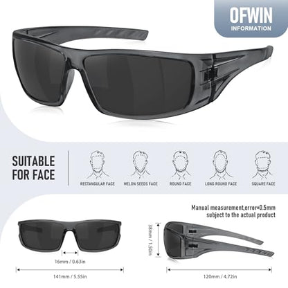 Polarized Sports Sunglasses for Men Women Unbreakable Frame Cycling Fishing Wrap Around Sunglasses UV400 Protection - color: 1-clear Gray Frame/Gray Lens