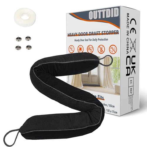 Door Draft Stopper 36 Inches Length x 4 Inches Width, Weighted Under Door Noise Blocker, Heavy Duty Under Door Draft Blocker Bottom Door Seal Noise and Air, Door Guard Saving Energy - Black - color: Black