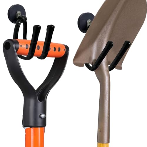 Pmsanzay 2 Pack Strong Magnetic Garage Storage Hooks, Heavy Duty Magnet Organizer Hooks with Rubber Coating for Garden Tools, Hose,Workshop,Pool Tools,for Indoor & Outdoor Hanging (Black)