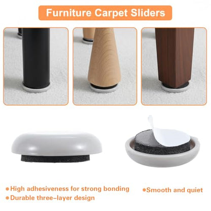16 Pcs Self-Adhesive Stick Furniture Sliders 1 Inch Furniture Movers Self Adhesive Chair Gliders 2 Types Furnitures Moving Glides Pads Self Adhesive Gliders for Carpet Hardwood Floors(Round & Square)