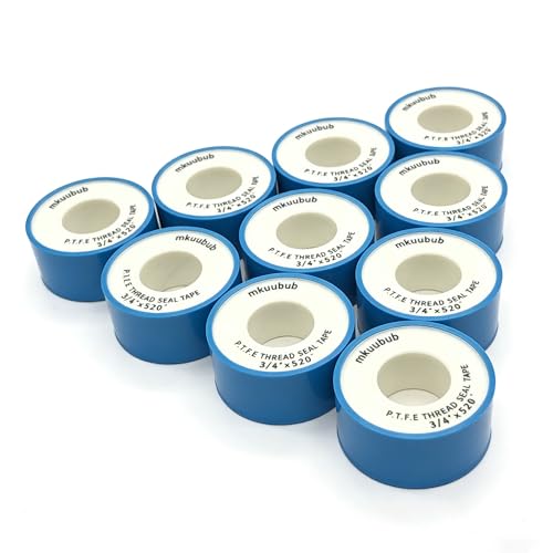 3/4 Inch(W) X 520 Inches(L) PTFE Thread Seal Tape,Teflon Tape for Plumbers,Non-Stick,Leak-Proof,Easy to Apply,Plumbing Shower Head Pipe White