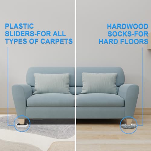 New Upgrade Furniture Sliders, Multi-Surface 3-in-1 Furniture Movers Sliders, Heavy Moving Pads with 8PCS 4.3" Carpet Sliders+4PCS Hard Floor Socks+1 Lifter, Protect Floor and Easily Move Furniture - size: 4.3in 8+4+1pack