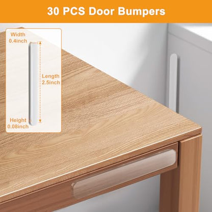 Anti Door Slam 30PCS, Door Slam Silencer, Clear Cabinet Door Bumpers, Rubber Bumpers Self Adhesive 2.5x0.4x0.08 inches - size: 30pcs Medium Thin