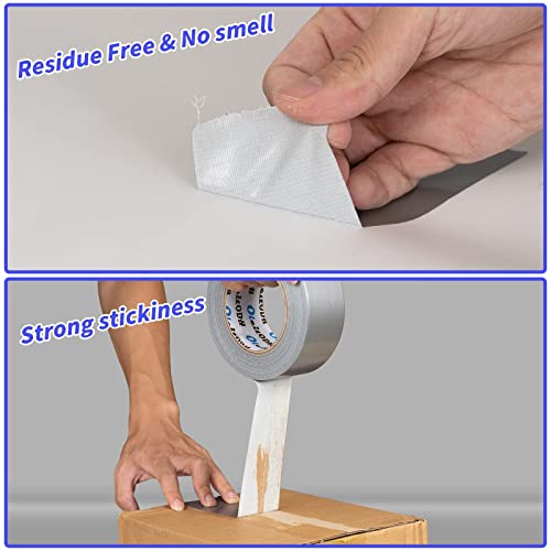 4 Inch Silver Duct Tape - 4 Pack Heavy Duty Duct Tape, Totals 220 Yards, 8.3 mil Thickness, Strong, Flexible, No Residue, All-Weather and Tear by Hand - for Repairs, Industrial, Professional Use - color: Gray, size: 4inch x 220 yards