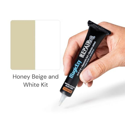 MagicEzy Tile RepairEzy Tile Repair Kit (Honey Beige/White) - Crack and Chip Repair for Floor and Wall Tiles Fast - Porcelain and Ceramic Tile Repair Kit - color: Honey Beige / White Kit