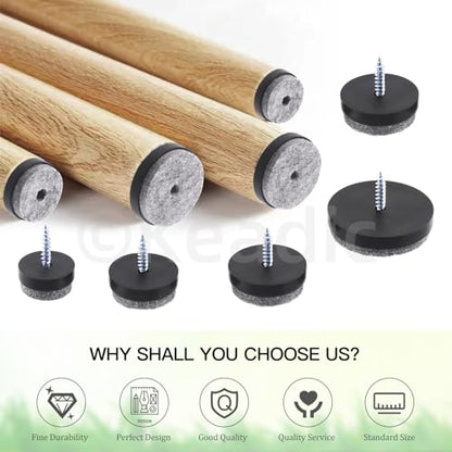 Keadic 20Pcs Screw-on Furniture Felt Pads Bulk Set, 1-1/2"(38mm) Dia Round Slider Glide Floor Protector for Wooden Furniture Chair Tables Leg Feet (Black) - size: 1-1/2"(38mm)