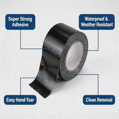 Heavy Duty Duct Tape, 5 Inch x 33 Feet Multi-Purpose Super Strong Waterproof Duct Tape for Crafts & Home Improvement, Black - color: Black, size: 5"