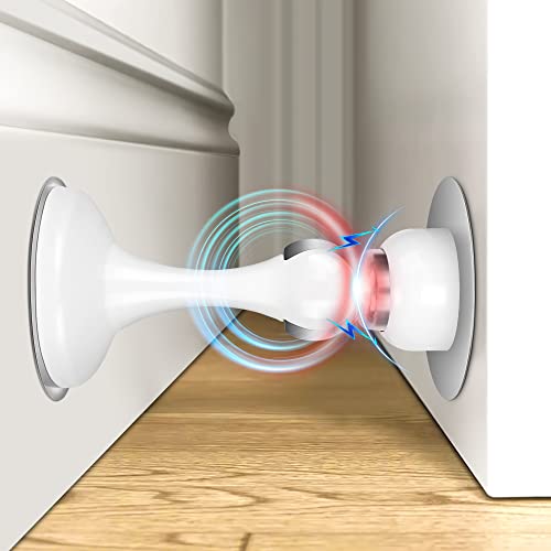 Crosize Magnetic Door Stoppers 1 Pack, Stainless Steel Door Stops for Wall and Floor Mounting, Door Holder Keep Door Open, No Drilling Door Stop with Adhesive Tapes, White - color: White, size: 1 Pack