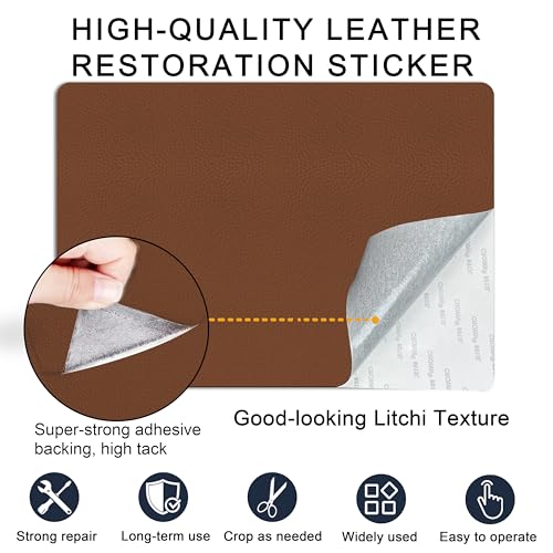 Self Adhesive Leather Repair Patch,8x12 inch Vinyl Repair Kit,Leather Repair Kit for Furniture,Car Seat,Couch,Office Chair,2 Pcs Light Brown - color: Light brown, size: 8*12inch