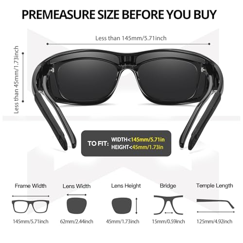 Myiaur Polarized Fit Over Glasses Sunglasses for Men Women, Trendy Wrap Around Sunglasses UV Protection for Driving (2 Pack) - color: A13(2 Pack) Black+tpgreen/Green Lens