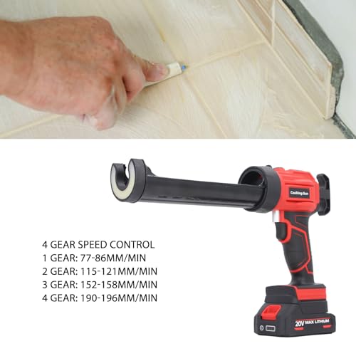 Cordless Caulking Gun, Electric Caulk Gun Battery Operated Caulk Gun with LED Light 10OZ Sealant Cartridges Adjustable Speeds Adhesive Gun Kit for Bathroom Balcony Doors