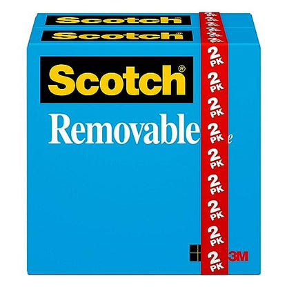 Scotch Removable Tape 811-2PK, 3/4 in x 1296 in (19 mm x 32.9 m), 2 Pack