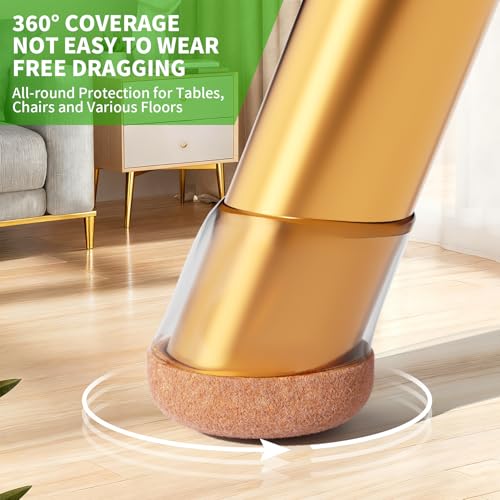 24 PCS Chair Leg Protectors for Hardwood Floors, Round Silicone Cups with Felt Pads for 15-25° Slanted Legs, Table Chair Leg Covers to Protect Floors, Anti-Scratch & Noise(Clear, Fit 1.1"-1.4") - size: L-24PCS-(Fit:1.1"-1.4")-Clear