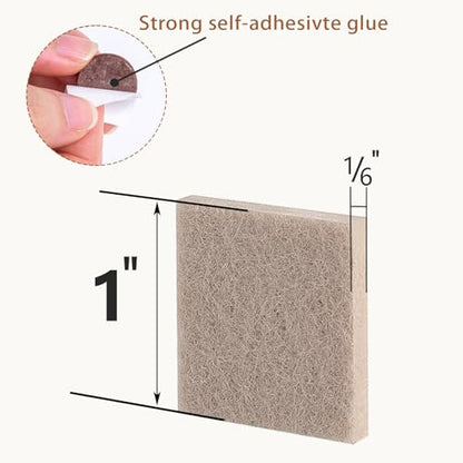 48 PCS Felt Furniture Pads, 1-inch Square Beige Chair Felt Pads, Felt Pads for Furniture Feet to Protect The Floor from Scratches,Reduce Noise (Beige) - size: Square 48PCS-Beige