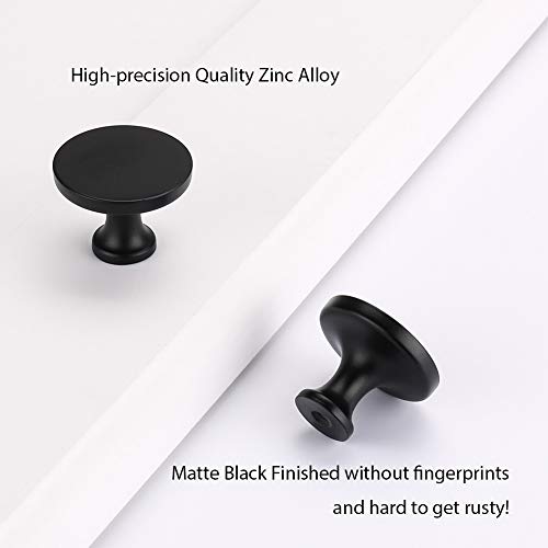 homdiy 5 Pack Matte Black Cabinet Knobs, Solid Round Drawer Knobs, Modern Kitchen Cabinet Hardware for Bedroom Dresser, Cupboard, Drawers - color: Black, size: 5 Pack