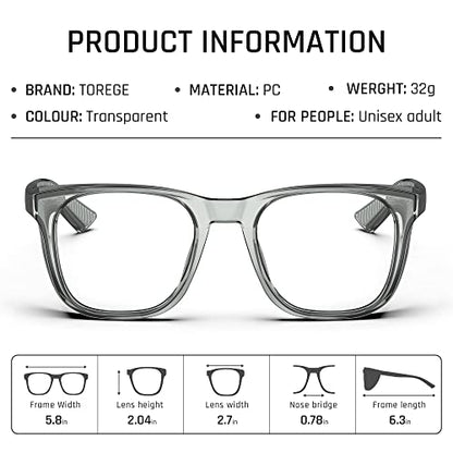 TOREGE Safety Glasses For Men,Clear Anti-Fog Anti-Blue Light Safety Goggles Scratch Resistant For Women Nurse - color: Grey