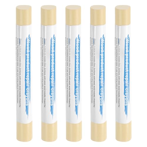 HARFINGTON 5pcs Wood Filler Sticks Wooden Wax Touch Up Furniture Repair Crayons for Scratch Hole Wood, Vintage Linen - color: Vintage Linen