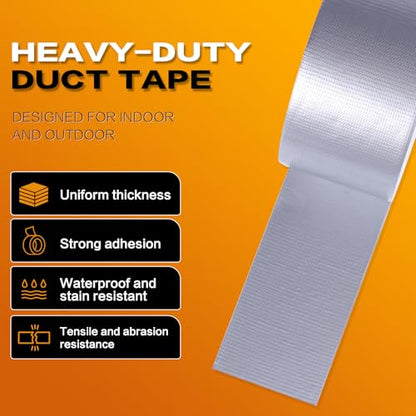 Silver Duct Tape Heavy Duty, Waterproof Strong Adhesive Duct Tape for Indoor Outdoor Repairs Packaging Arts Crafts Projects, Tear by Hand 2 Inch x 20 Yards - color: Silver