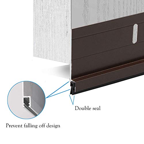 Metal Door Draft Stopper, 43.5 Inch Under Door Sweep Bottom Blocker Seal Strip, Aluminium Sweeps Anti Mouse Bite, Black - color: Black