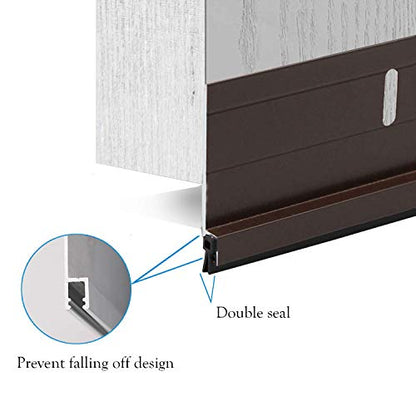 Metal Door Draft Stopper, 43.5 Inch Under Door Sweep Bottom Blocker Seal Strip, Aluminium Sweeps Anti Mouse Bite, Black - color: Black