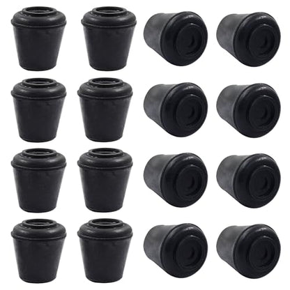 16pcs 1/2 Inch Round Chair Leg Tips Caps, Non-Slip Rubber Chair Leg Floor Protectors, Black Furniture Leg Caps Fit for 0.43"-0.47" (11mm-12mm) Diameter Round Feet - size: 1/2 Inch-Black