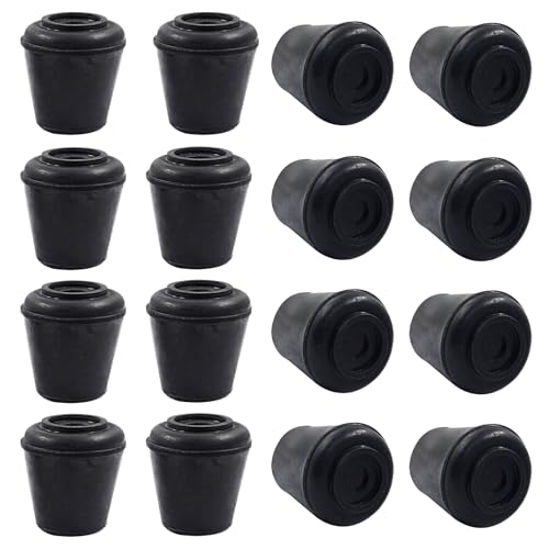 16pcs 1/2 Inch Round Chair Leg Tips Caps, Non-Slip Rubber Chair Leg Floor Protectors, Black Furniture Leg Caps Fit for 0.43"-0.47" (11mm-12mm) Diameter Round Feet - size: 1/2 Inch-Black