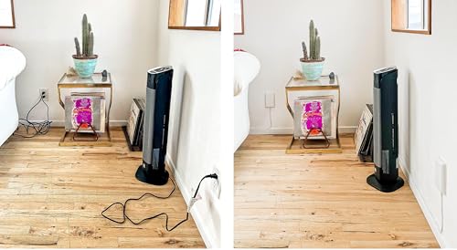 Sleek Socket Original and Patented Flat Ultra-Thin Outlet Concealer with EXTENSIO - size: 8ft - Dual Cords, style: Inverted Outlet