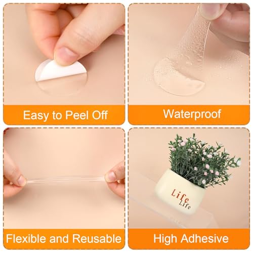 JANYUN Double Sided Tape for Walls, Removable Sticky Dots Picture Hanging Strips Adhesive Heavy Duty Clear Museum Putty for Crafts No Trace Sticky Tack Water Proof Mounting Tape - size: 0.98"+1.38"+1.77" Round