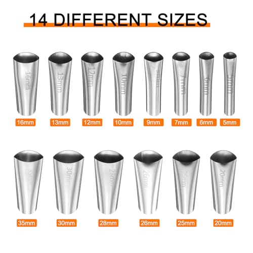 HARFINGTON 14pcs Caulking Nozzle Applicator 5-35mm Caulking Finisher Kit Stainless Steel Sealant Finishing Tool Kit Reusable Caulk Nozzle for Kitchen Bathroom Windows - size: 5-35mm
