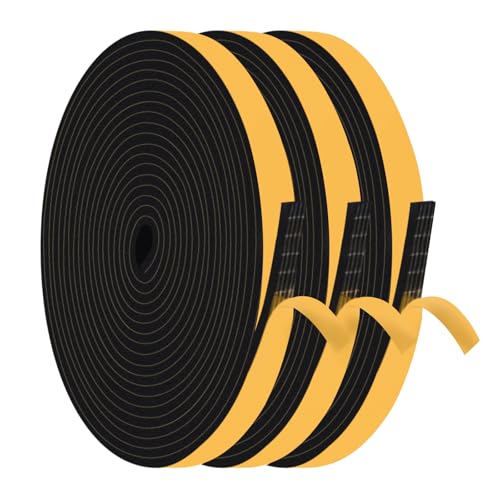 Foam Weather Stripping Door Seal,1/2 in x 1/8 in x 50Ft Black Weatherstrips Self Adhesive Foam Insulation Tape,Weatherproof,Energy Saving,Whole-Home Narrow Gap Sealing - color: Black, size: 1/2 in x 1/8 in x 50 Ft