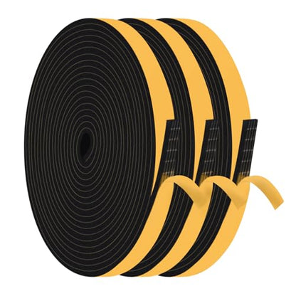 Foam Weather Stripping Door Seal,1/2 in x 1/8 in x 50Ft Black Weatherstrips Self Adhesive Foam Insulation Tape,Weatherproof,Energy Saving,Whole-Home Narrow Gap Sealing - color: Black, size: 1/2 in x 1/8 in x 50 Ft
