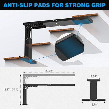 Heavy-Duty Ladder Leveler for Stairs, Adjustable 12"-20" H Stair Ladder Platform Pro for Extension, Straight & Telescopic Ladders, Foldable High-Strength Ladder Extender for Stairs with Non-Slip Pad - size: 29.92"