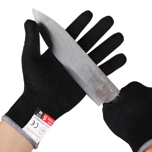 Kitchen Work Safety Protection Anti-Cutting Gloves Grade 5 Wear Resistance,Peel The Shell, Cut The Meat - color: Black 1, size: X-Large