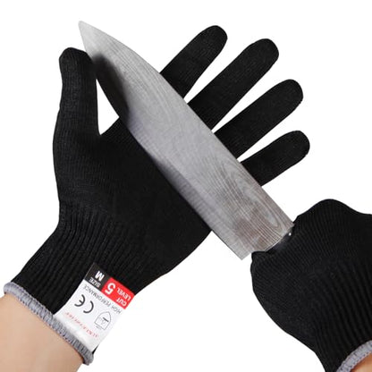 Kitchen Work Safety Protection Anti-Cutting Gloves Grade 5 Wear Resistance,Peel The Shell, Cut The Meat - color: Black 1, size: Medium